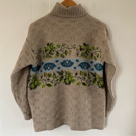Oilily Italy Vintage Wool Alpaca Blend Sweater Turtleneck Floral Leaves Art Rare - Picture 7 of 12